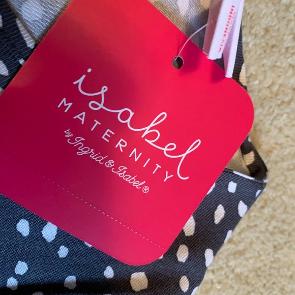 NWT Isabel Maternity by Ingrid & Isabel Blue Polka Dot Midi Tie Dress Size M - Picture 11 of 14